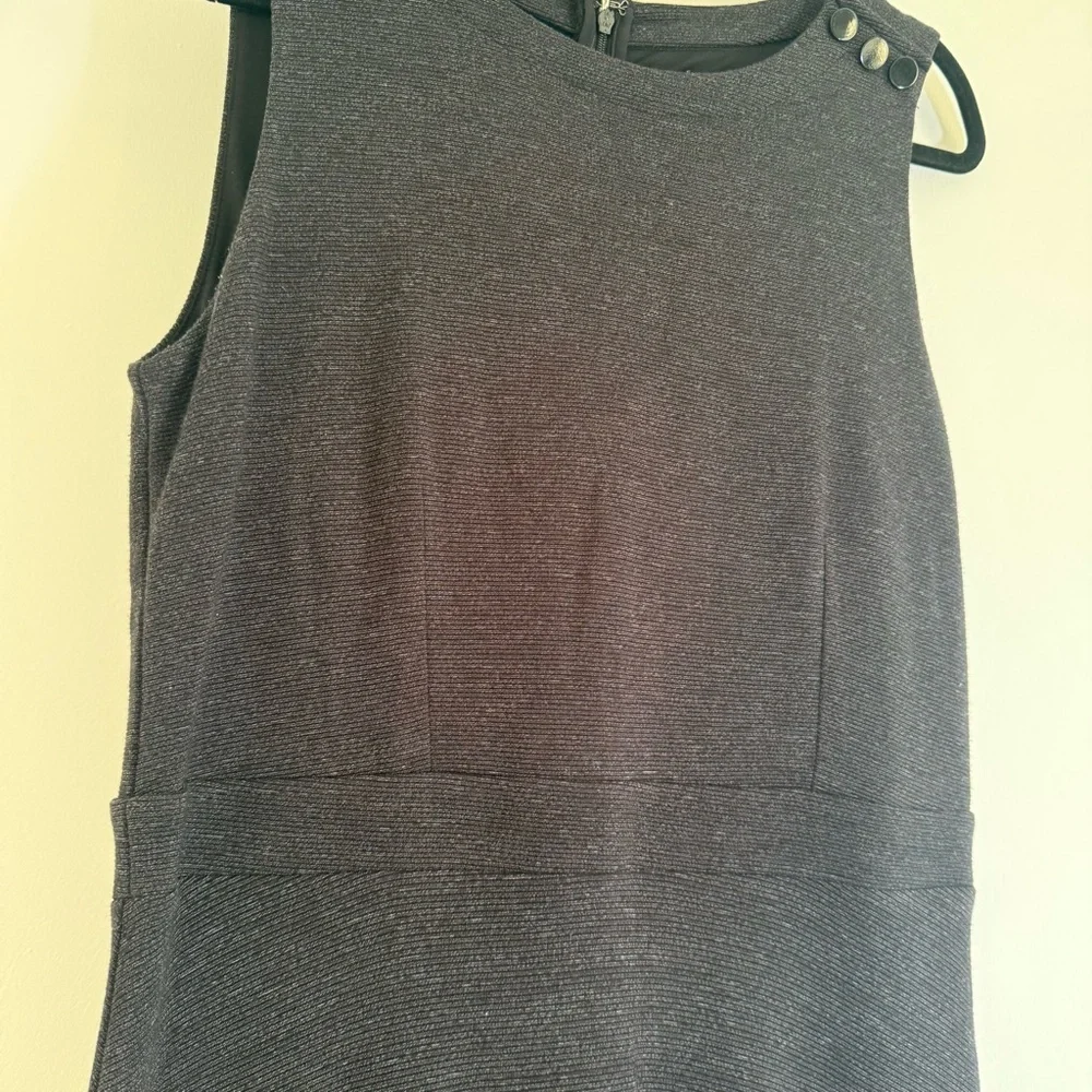 Ann Taylor LOFT Sleeveless Shoulder Button Flare Dress Sz 10 Regular Deep Smoke